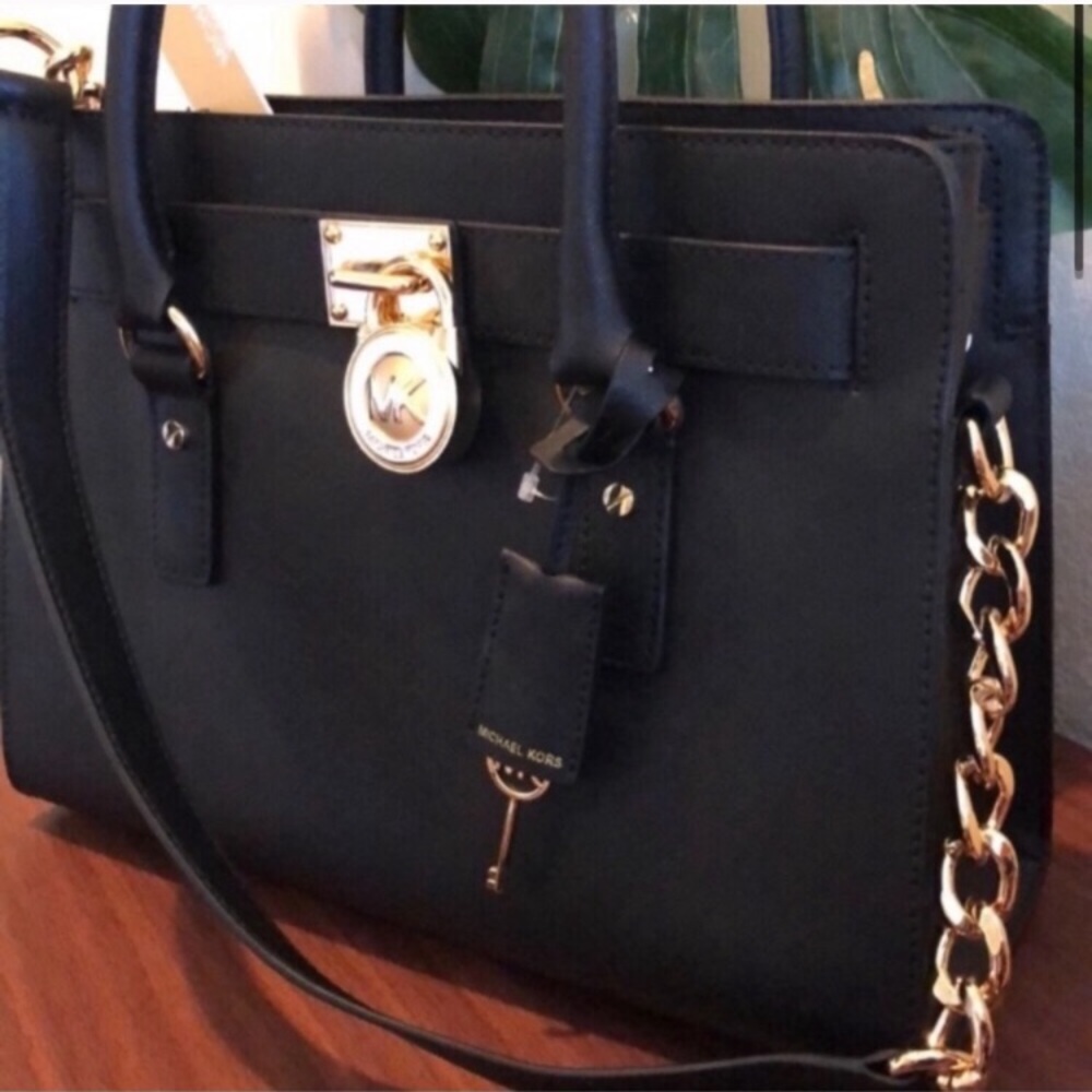 NWT MICHAEL KORS Black Hamilton Satchel